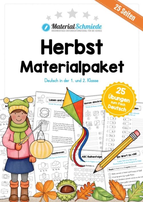 MaterialPaket Herbst: Deutsch 1. und 2. Klasse (25 Arbeitsblätter)
