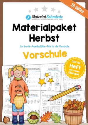 Materialpaket Herbst: Vorschule (20 Arbeitsblätter)