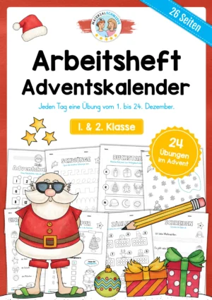Arbeitsheft Adventskalender für die 1. und 2. Klasse – Deckblatt