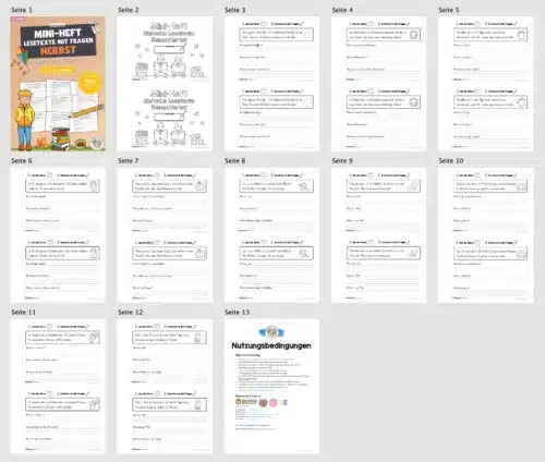Mini-Heft: Lesetexte Herbst (1. & 2. Klasse) - Überblick