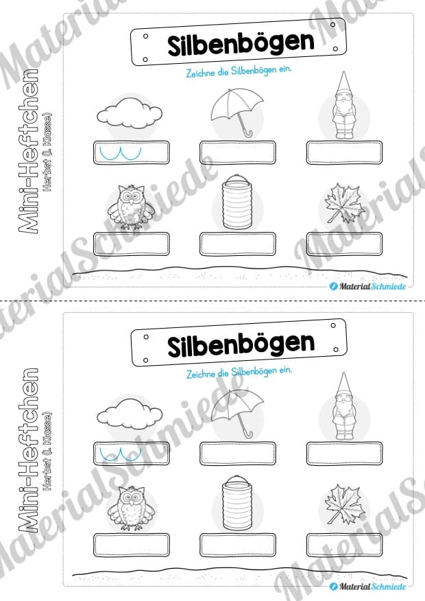 Mini-Heft: Herbst für die 1. Klasse (Silbenbögen einzeichnen)