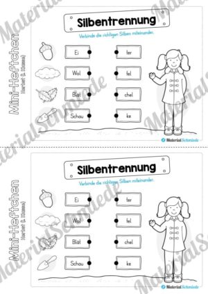 Mini-Heft: Herbst für die 1. Klasse (Silben verbinden)