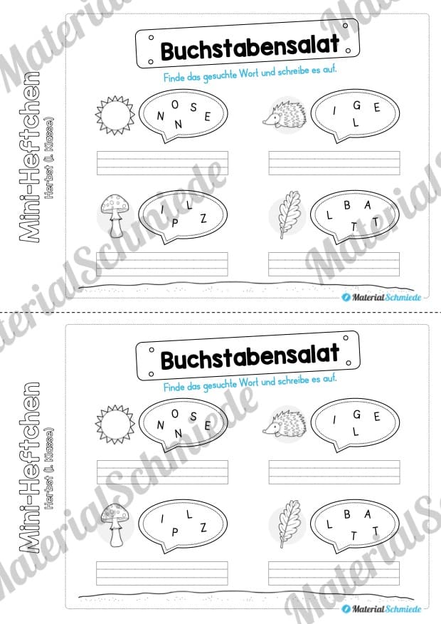 Mini-Heft: Herbst für die 1. Klasse (Buchstabensalat)