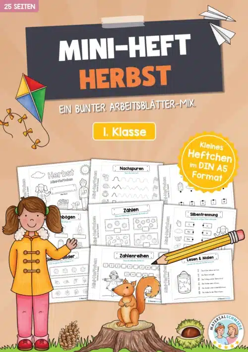 Mini-Heft: Herbst für die 1. Klasse (25 Arbeitsblätter)