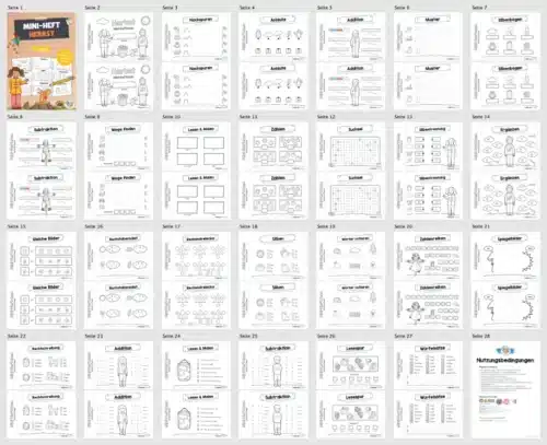 Mini-Heft: Herbst für die 1. Klasse (Überblick)