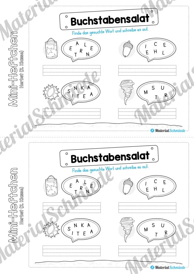 Mini-Heft: Herbst für die 2. Klasse (Buchstabensalat)