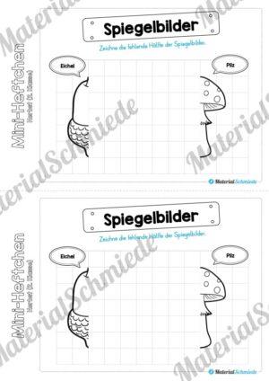 Mini-Heft: Herbst für die 2. Klasse (Spiegelbilder zeichnen)