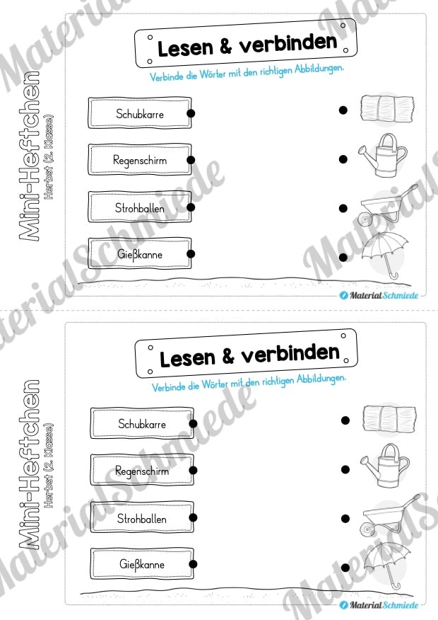 Mini-Heft: Herbst für die 2. Klasse (Lesen & verbinden)