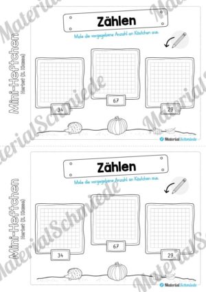 Mini-Heft: Herbst für die 2. Klasse (Zählen und Kästchen ausmalen)