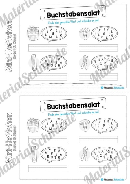 Mini-Heft: Herbst für die 3. Klasse (Buchstabensalat)