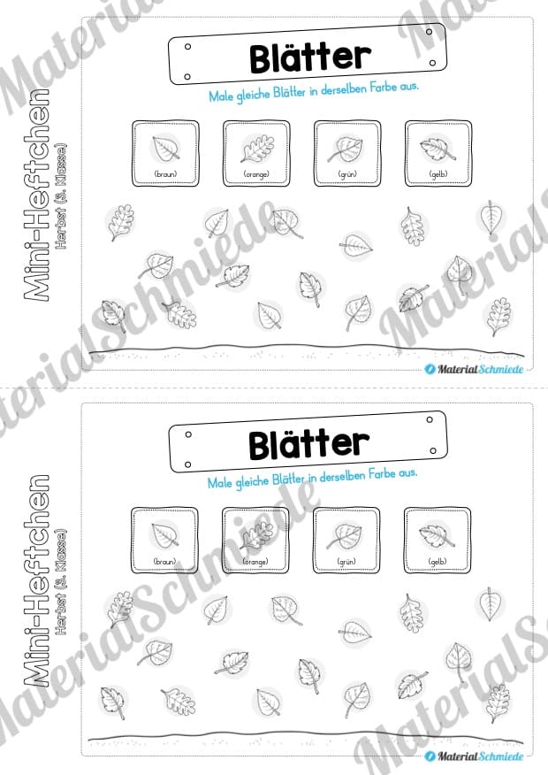 Mini-Heft: Herbst für die 3. Klasse (Blätter unterscheiden)