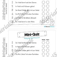 Mini-Heft: Herbst für die 3. Klasse (Mini-Quiz)