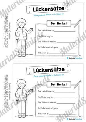 Mini-Heft: Herbst für die 3. Klasse (Lückensätze)