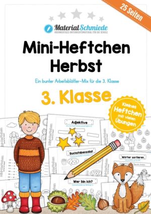 Mini-Heft: Herbst für die 3. Klasse (25 Arbeitsblätter)