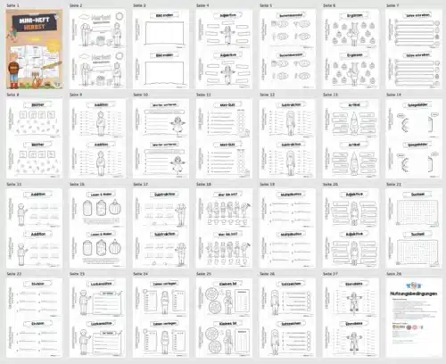 Mini-Heft: Herbst für die 3. Klasse (Überblick)