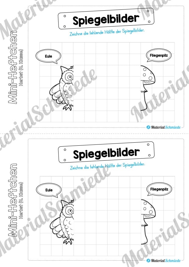 Mini-Heft: Herbst für die 4. Klasse (Spiegelbilder)