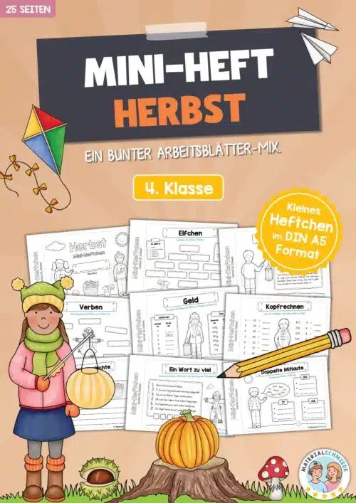 Mini-Heft: Herbst für die 4. Klasse (25 Arbeitsblätter)