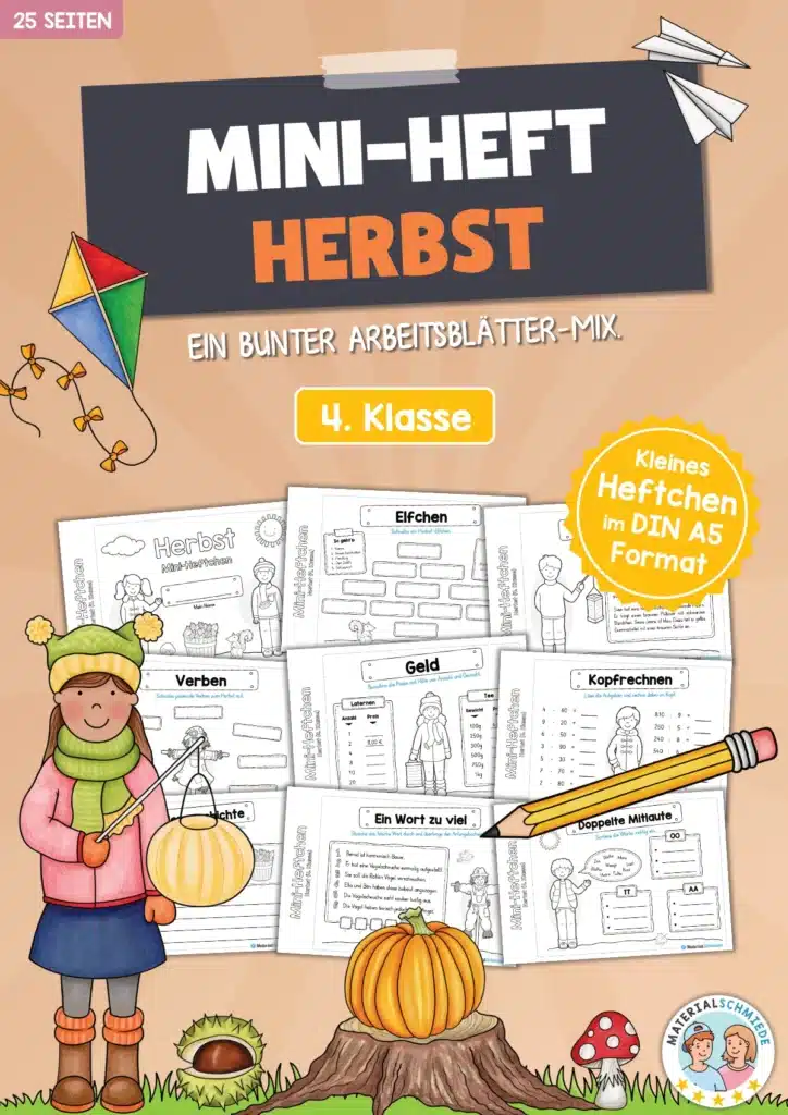 Mini-Heft: Herbst für die 4. Klasse (25 Arbeitsblätter)