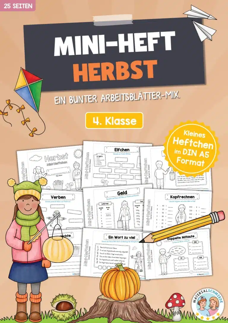 Mini-Heft: Herbst für die 4. Klasse (25 Arbeitsblätter)