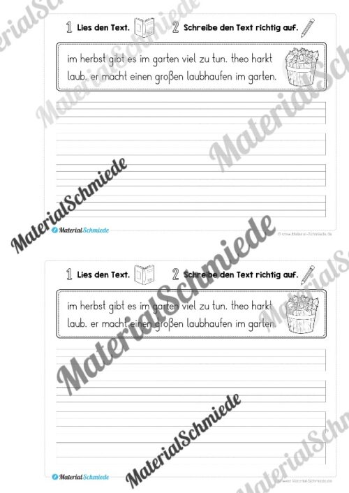 Mini-Heft: 10 Abschreibtexte zur Groß- und Kleinschreibung Thema Herbst (Vorschau 04)