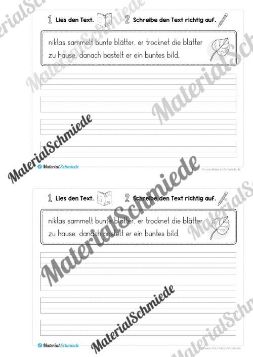 Mini-Heft: 10 Abschreibtexte zur Groß- und Kleinschreibung Thema Herbst (Vorschau 05)