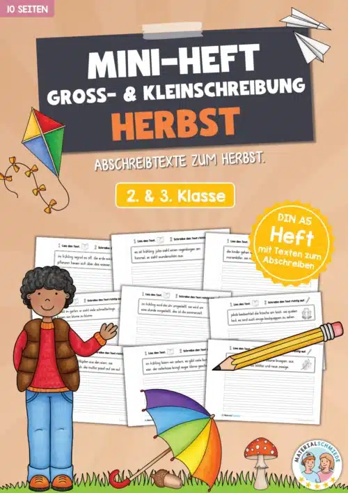 Mini-Heft: 10 Abschreibtexte zur Groß- und Kleinschreibung Thema Herbst
