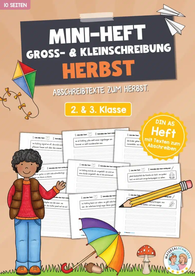 Mini-Heft: 10 Abschreibtexte zur Groß- und Kleinschreibung Thema Herbst^