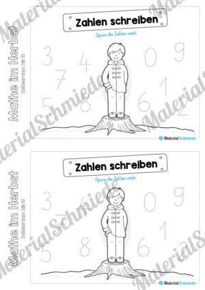 Mini-Heft: Mathe im Herbst – Zahlenraum bis 10 (Zahlen nachspuren)