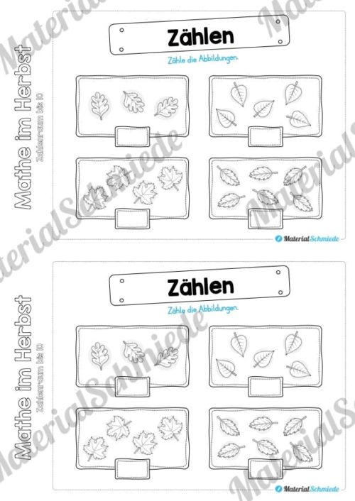 Mini-Heft: Mathe im Herbst - Zahlenraum bis 10 (Zählen und eintragen)