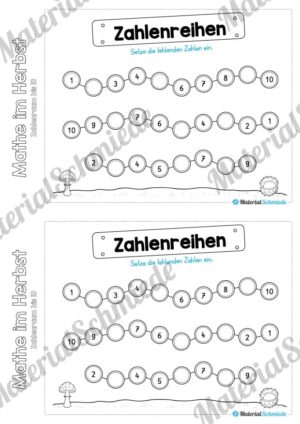 Mini-Heft: Mathe im Herbst – Zahlenraum bis 10 (Zahlenreihen)