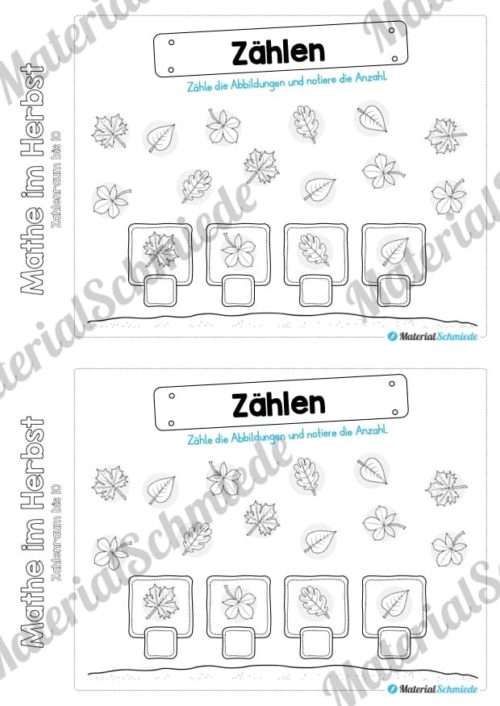 Mini-Heft: Mathe im Herbst - Zahlenraum bis 10 (Zählen und Anzahl notieren)