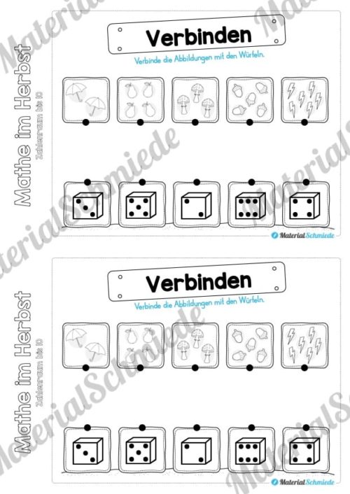 Mini-Heft: Mathe im Herbst - Zahlenraum bis 10 (Zählen und verbinden)