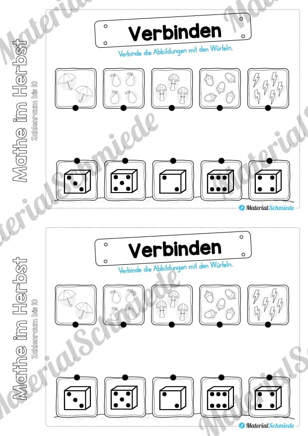 Mini-Heft: Mathe im Herbst – Zahlenraum bis 10 (Zählen und verbinden)