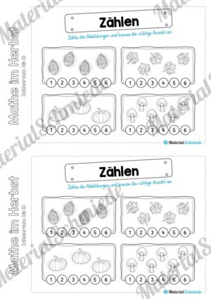 Mini-Heft: Mathe im Herbst – Zahlenraum bis 10 (Zählen und ankreuzen)