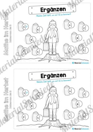 Mini-Heft: Mathe im Herbst – Zahlenraum bis 10 (Zahlen ergänzen)