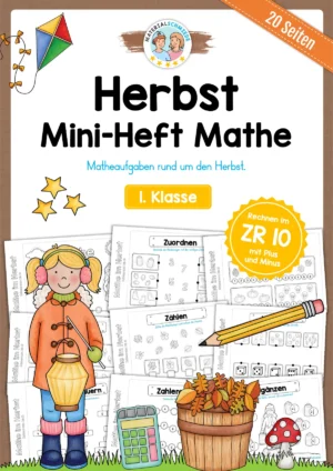 21 Seiten: Mathe Herbst-Heftchen (Zahlenraum bis 10)