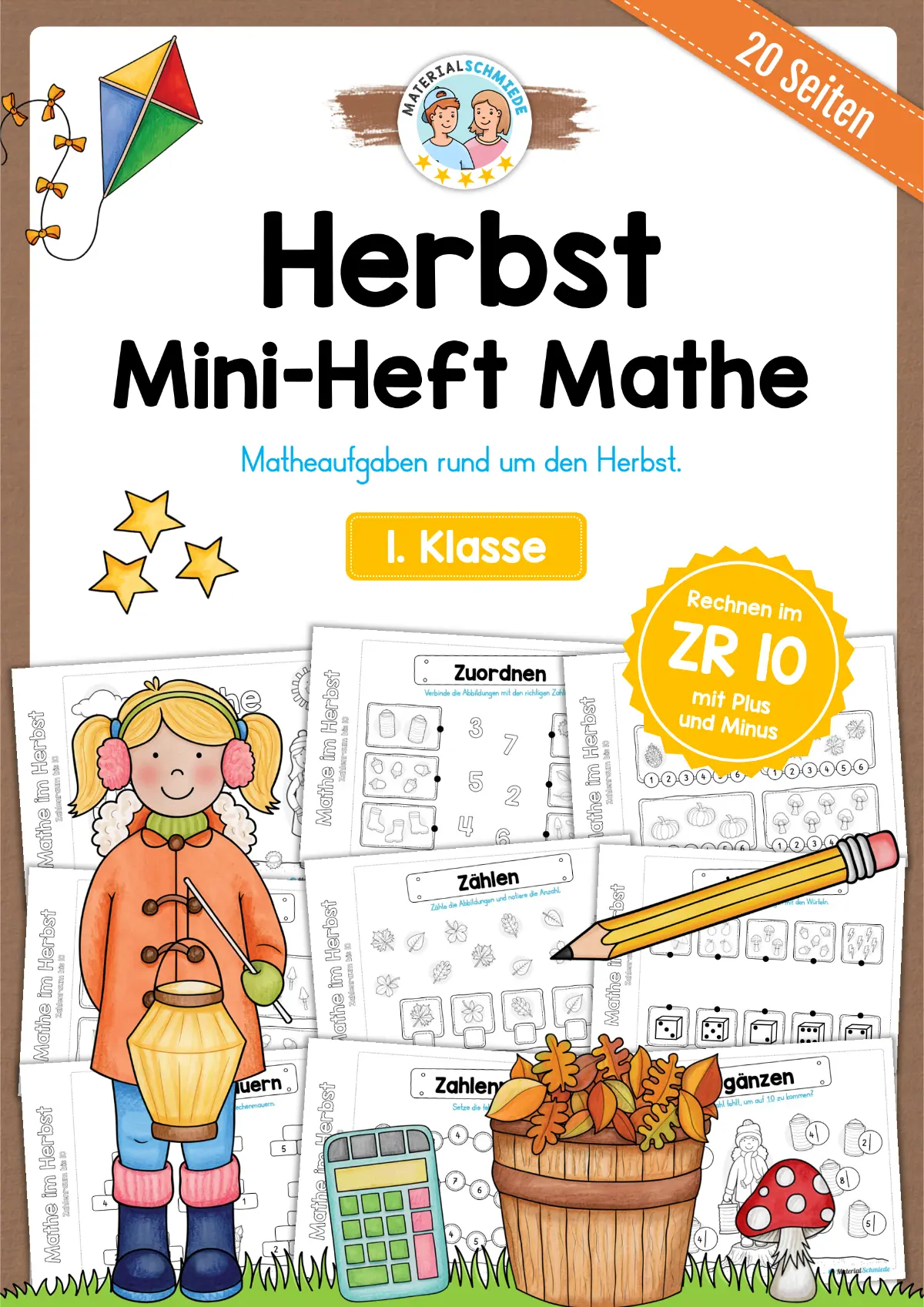 21 Seiten: Mathe Herbst-Heftchen (Zahlenraum bis 10)