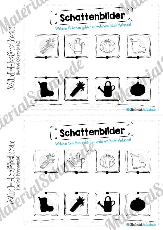 Mini-Heft: Herbst für die Vorschule (Schattenbilder)