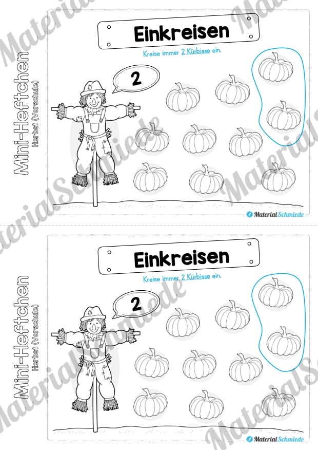 Mini-Heft: Herbst für die Vorschule (Immer 2 einkreisen