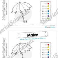 Mini-Heft: Herbst für die Vorschule (Regenschirm ausmalen nach Zahlen)