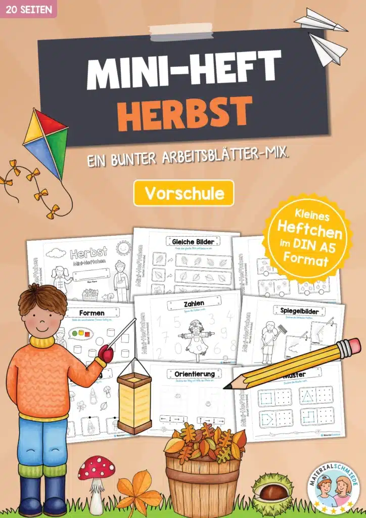 Mini-Heft: Herbst für die Vorschule (20 Arbeitsblätter)