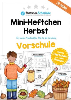 Mini-Heft: Herbst für die Vorschule (20 Arbeitsblätter)