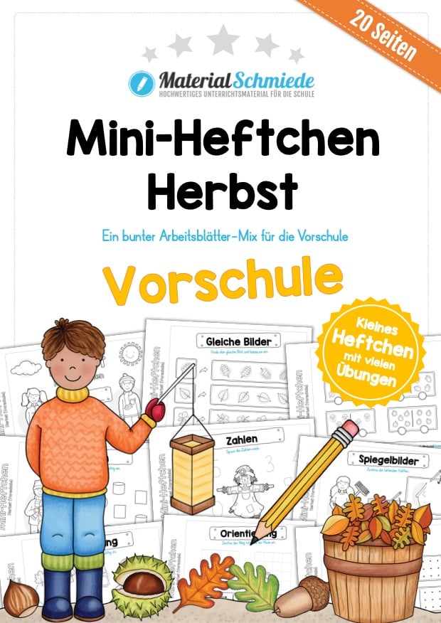 Mini-Heft: Herbst - Vorschule (20 Arbeitsblätter)