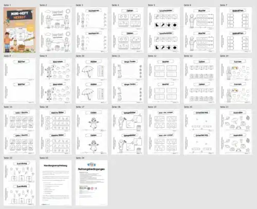 Mini-Heft: Herbst für die Vorschule (Überblick)