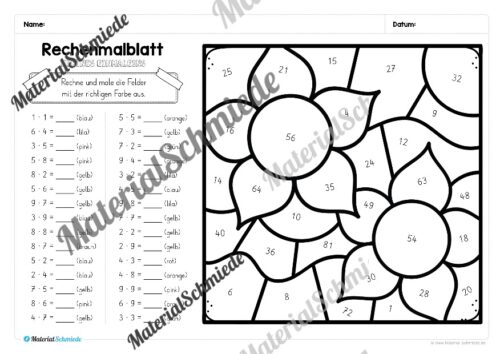 8 Rechenmalblätter zum Herbst: Kleines Einmaleins (Vorschau 03)
