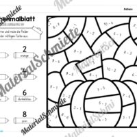 8 Rechenmalblätter zum Herbst im Zahlenraum 10 (Vorschau 04)