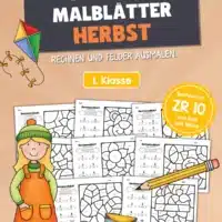 8 Rechenmalblätter Herbst: Zahlenraum 10