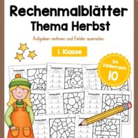 8 Rechenmalblätter zum Herbst im Zahlenraum 10