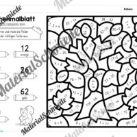8 Rechenmalblätter zum Herbst im Zahlenraum 100 (Vorschau 05)