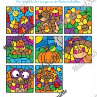 8 Rechenmalblätter Herbst: Zahlenraum 1.000 (Vorschau 09)